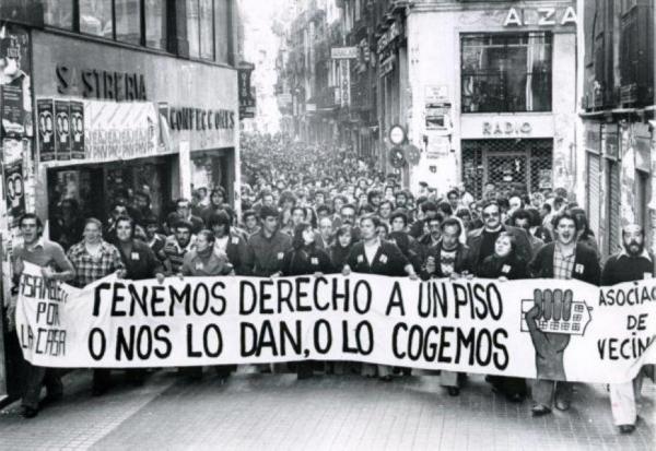 Manifestación por el derecho a la vivienda en Pamplona, 1978.